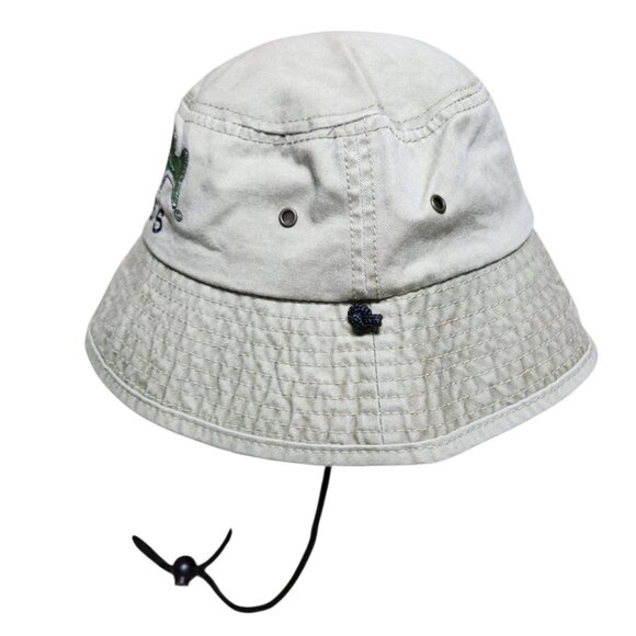 Flying Fisherman Bass embroidered bucket hat, white w chin strap - Picture 4 of 7